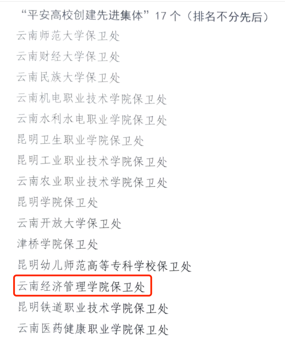 喜报！云经管荣获“平安高校”创建先进集体荣誉称号  第 1 张